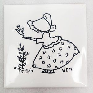 Vintage 1950s Kitsch Tile Covers Sunbonnet Sally
